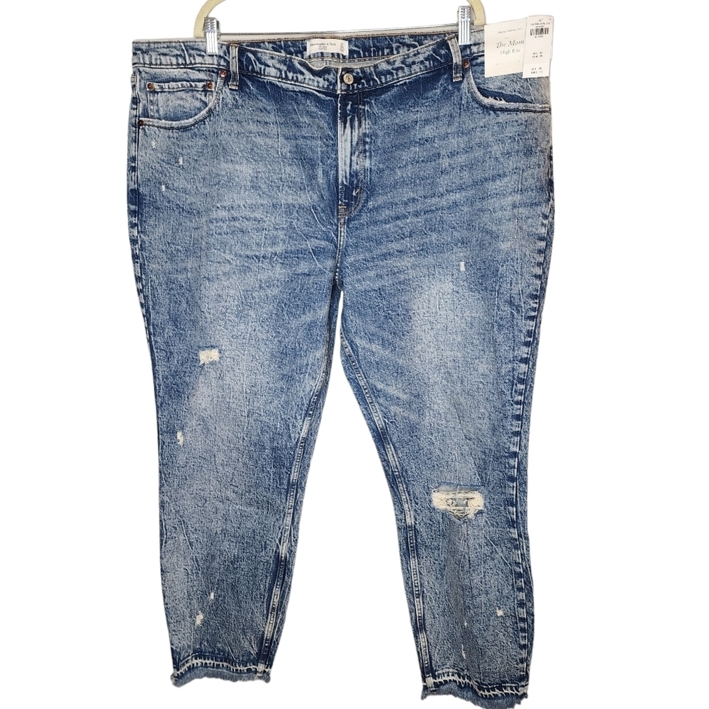 NWT‎ Abercrombie Plus Size 24 Long The Mom highrise tapered jeans 37L